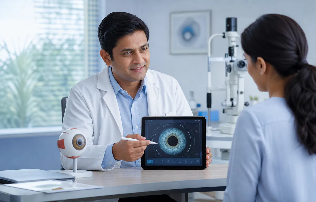LASIK eye treatment consultation at a modern clinic